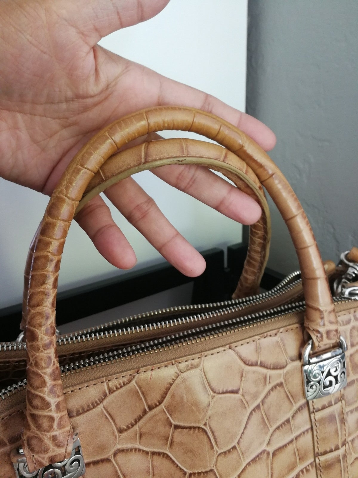 Brighton corcodile pattern leather Satchel - image 9