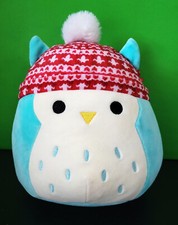 Squishmallows Winston The Owl Christmas 9.5" Plush Stuffed Animal Toy Pom Beanie