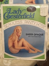 Vintage Lady Chesterfield Nylon Coffee Nude pantyhose w/ model One Size