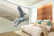 3D Flying Unicorn ZHUA2051 Photo Curtain Window Blockout Fabric Amy 2023