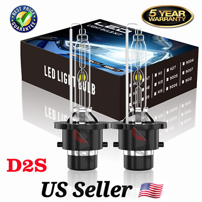 2X D2S D2R LED Headlight Bulb Replace HID Xenon Super White 6000K Conversion Kit