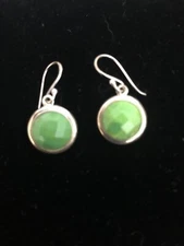sterling silver dangle earrings 925 green stones made in Thailand