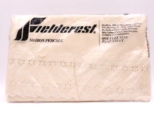 Vintage NEW Fieldcrest Full Flat Percale Sheet Eyelet Cream Creme Off-White