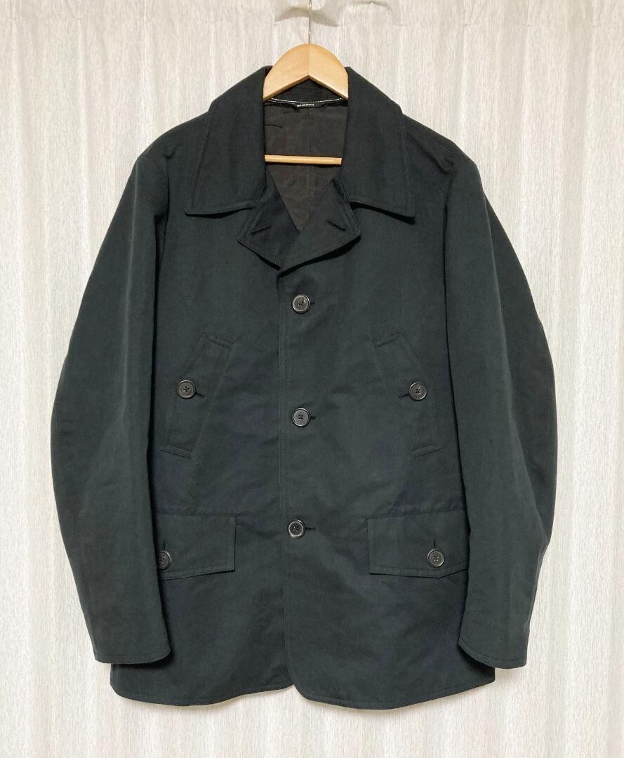 HERMES Leather Trimmed Short Trench Coat Jacket men Size 54 HERMES Leather Trimmed Short Trench Coat Jacket men Size 54