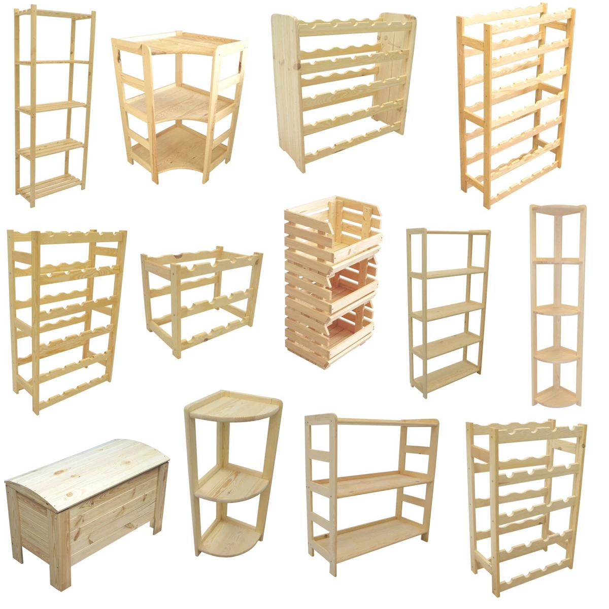 Bibliothèque/étagère En Bois Massif Beige - Meuble Multi-usages, Assemblage Requis