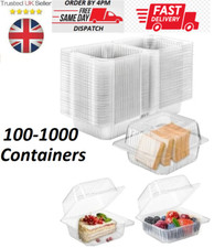 Hinged Lid Clear Plastic Salad Containers - Snack Box Tub Deli Takeaway Food Pot