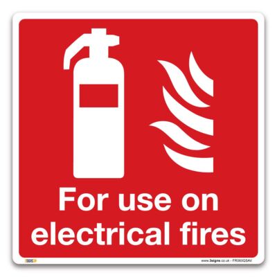 Für den Einsatz bei Elektrobränden Schild, Vinyl Aufkleber - Brand Notfall Sicherheitsschilder