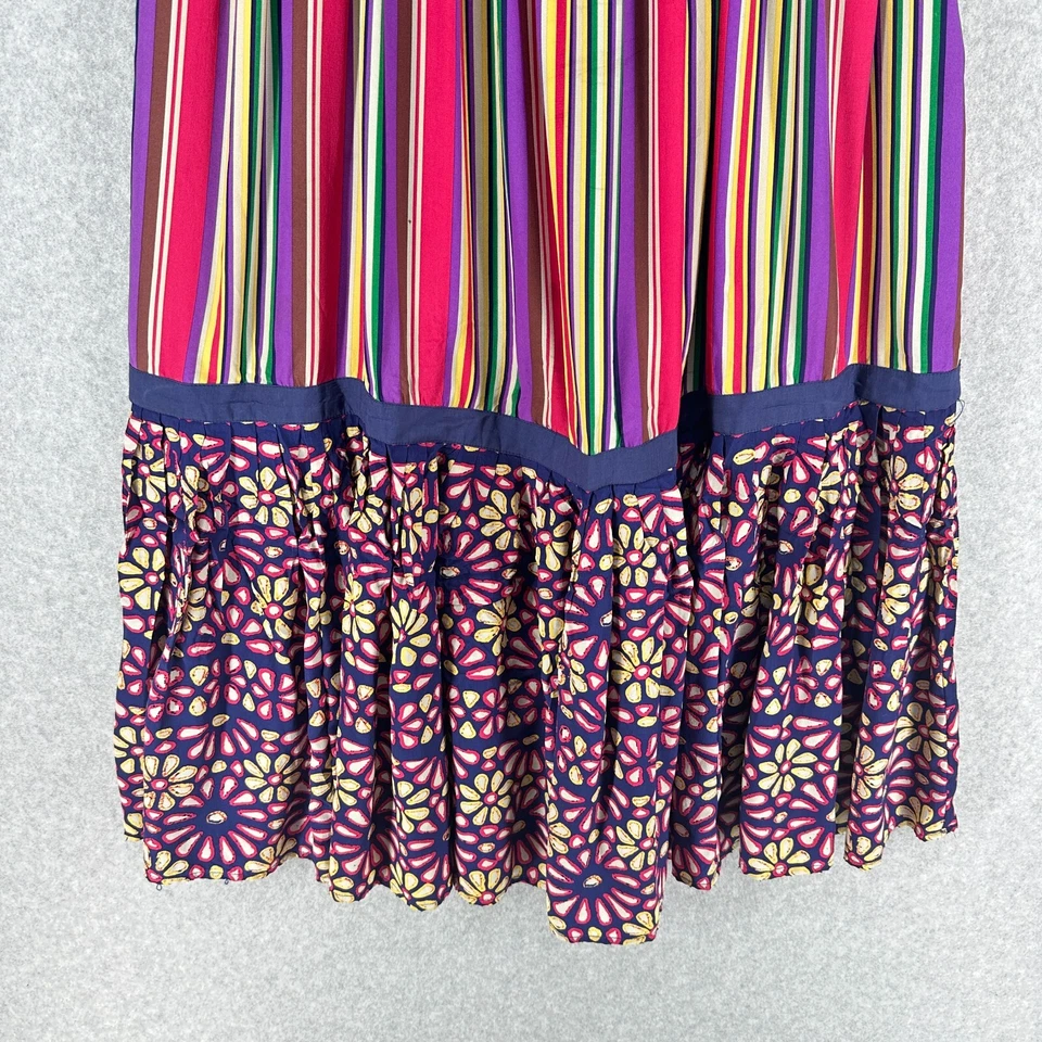 Vestido Plenty by Tracy Reese para Mujer 8 Coloridas Rayas Floral Boho Festival Seda Foto 3 de 4