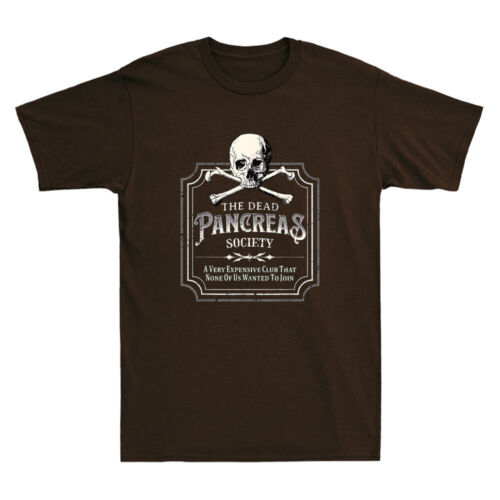 Dead Pancreas Society Type One Diabetes T1D Horror Skull Vintage Men's T-Shirt - Picture 1 of 8