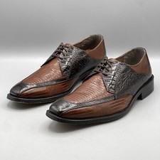 Stacy Adams Men's 7 Shoes Brown two Tone Ostrich Print Leather Genoa 24937