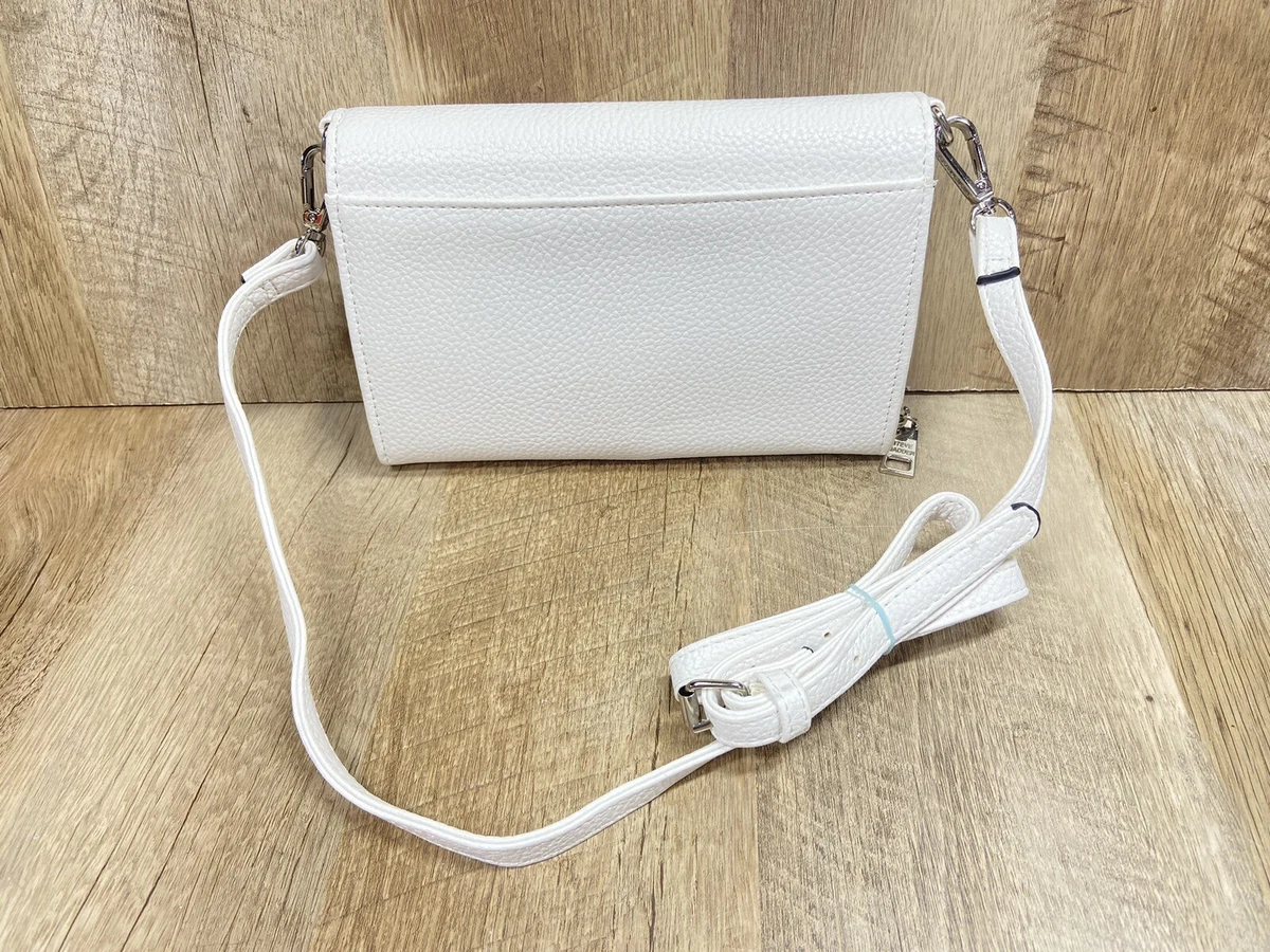 Steve Madden White Blaurie Logo Front Flap Crossbody Handbag Rainbow Bag Purse
