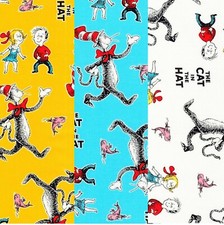 BTHY Dr Seuss The Cat in The Hat Characters Toss Cotton Fabric By The Half Yard
