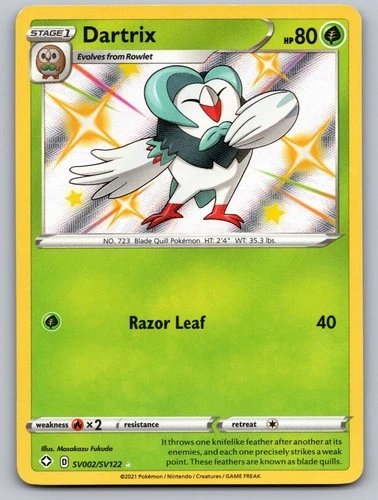 Dartrix SV002/SV122 Shiny Rare Shining Fates Shiny Vault Pokemon Near Mint