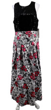 Kay Unger Formal Dress Women 16 Maxi Pleated Floral Sequin Bodice Gown Event New