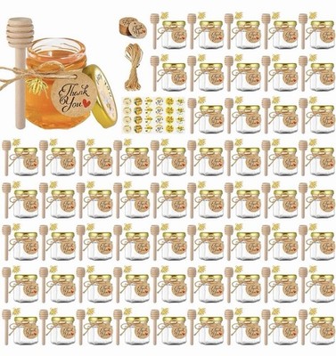 50 Pk Mini Glass Honey Jars With Dippers And More