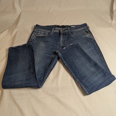 Replay Anbass M914 Jeans W36 L26 Blue Slim Fit Stretch Men's Altered