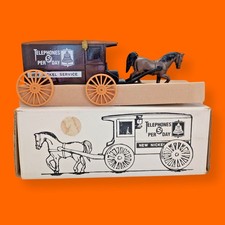 ERTL Nickel Service Horse Wagon Bank 9801 w/ Key 1980s Diecast NIB