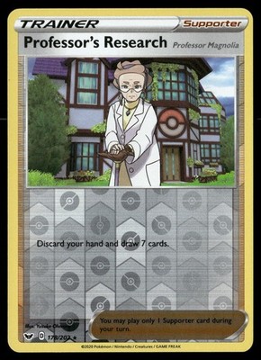 Professor's Research 178/202 Holo Sword & Shield Pokemon Reverse Holo NM