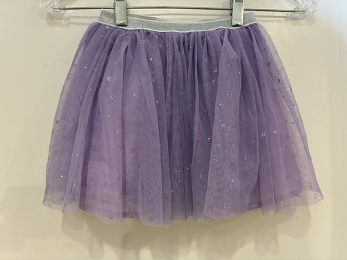 peanut & ollie Toddler Girls Glitter dotted Tulle Lined Tutu Skirt Lt Purple 5T