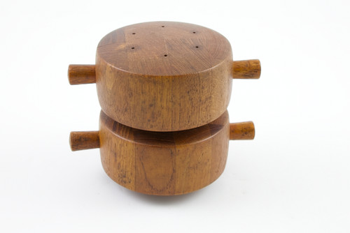 '60s Dansk Designs Denmark IHQ Teak Double Barrel Salt & Pepper Mill Model 824
