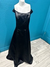 VTG Jessica McClintock For Gunne Sax Black Satin Formal Gown 3/4