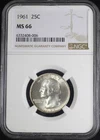 1961 WASHINGTON QUARTER 25C NGC MS66 (P0679)