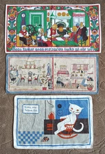 3 VTG Table Linens Wall Hanging Swedish Scandinavian Family Home Buhler JR Hill
