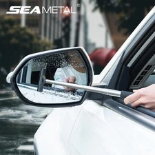 Seametal Car Telescopic Rearview Mirror Squeegee Portable Rainy Glass Window Han