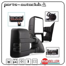 Tow Mirrors Power Heated Smoke Turn Signal Light For 99-07 Ford F250 Super Duty