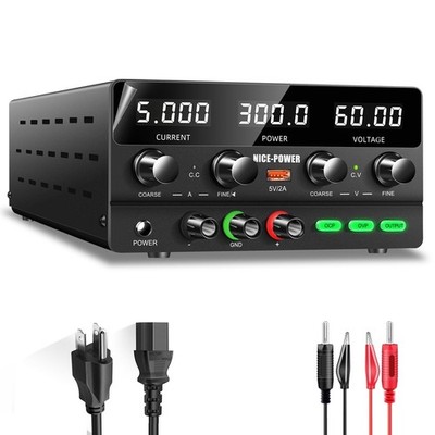 DC Power Supply Variable 60V 5A 300W Encoder Adjustable Switching Regulated High