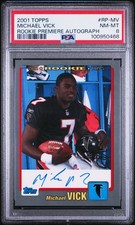2001 Topps Rookie Premiere Autograph #RP-MV Michael Vick RC Card Auto PSA 8