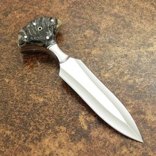 CUSTOM HANDMADE CARBON STEEL FULL TANG RAM HORN HANDLE HUNTING BOWIE KNIFE