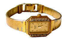 Vintage Ladies QUARTZ BULOVA WATCH-Diamonds-Goldtone-Untested