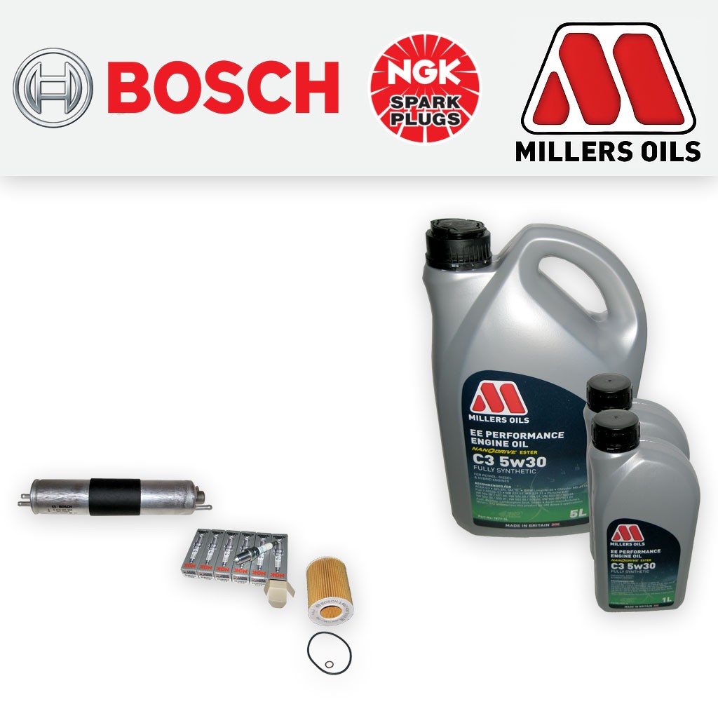 SERVICE KIT for BMW Z3 3.0 OIL FUEL FILTERS SPARK PLUGS +5w30 EE OIL (2000-2002)