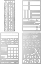 4 Pcs Metal Engraving Stencils, Small Letter Number Alphabet Fonts Templates and