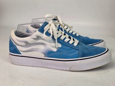 Vans Old Skool Men's Sneakers Size 7.5 W 9 Blue White Flame Lace Up Skate Shoes