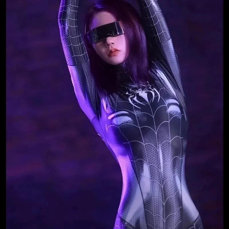 Macacão cosplay feminino aranha super-herói fantasia de Halloween Zentai - Imagem 2 de 4