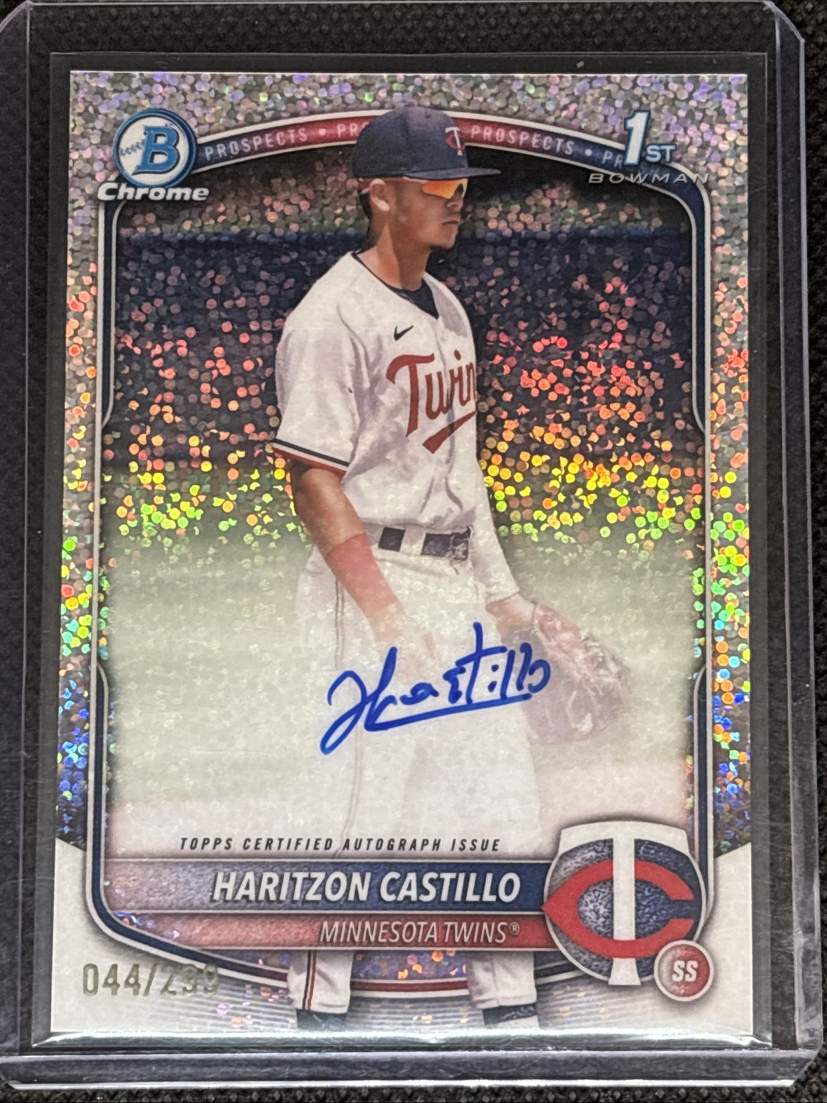 2025 Bowman Chrome 1st Haritzon Castillo Speckle Refractor Auto /299 Twins