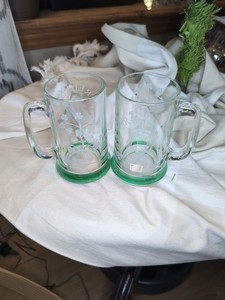 2 Eamon Irish Etched Pint Stein with Harps & Shamrocks - 5 1/2" - new