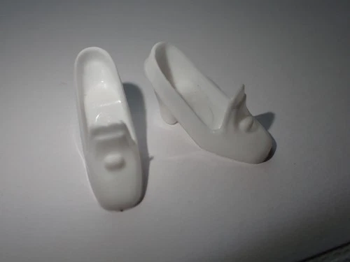 Vintage Barbie Doll White Pilgrim Heels Shoes Korea SHOWS NO WEAR