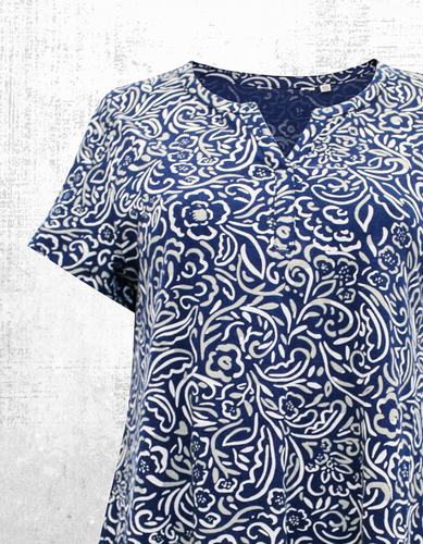 Ex Seasalt Women’s Short Sleeve Riso Top in Leaf Sketch Martime - Picture 5 of 10