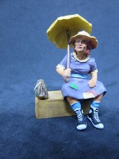 Vintage Unmarked Miniature Woman with Umbrella Germany 2 1/2"