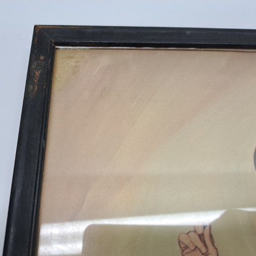 Vintage Art Print BIG EYES by EVE Framed Under Glass 15" x 12" 1960s - Foto 3 di 21