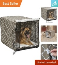 Privacy Dog Crate Cover - Fits Most 36-Inch Dog Crates - Brown Geometric Pattern