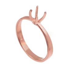 925 Sterling Silver Semi Mount Ring Stone Size 5X5 MM Round Rose Gold Rhodium