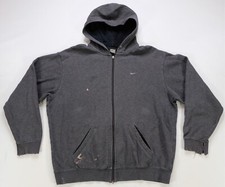 Rare Vintage NIKE Small Swoosh Full Zip Hoodie Sweatshirt 2000s 2010s Gray SZ XL