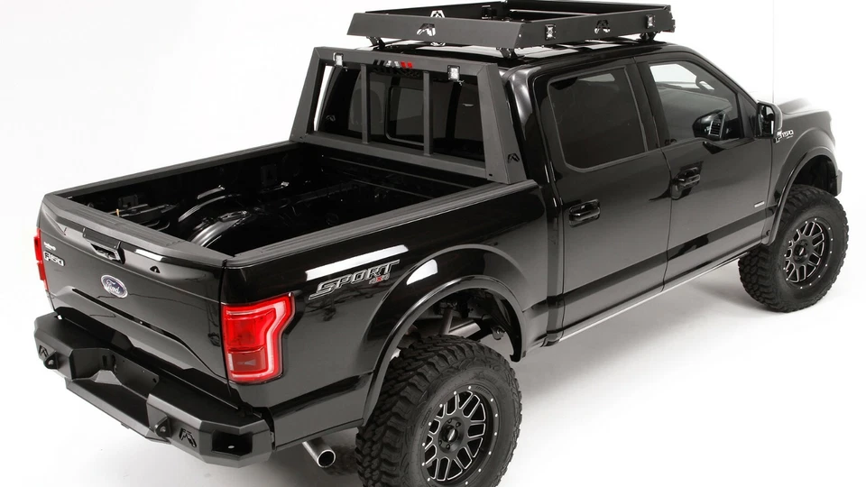 Fab Fours Black Powder Coat Headache Rack for 17-19 Ford Super Duty HR2012-1 Foto 2 de 3