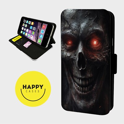 BÖSES SKELETTGESICHT HORROR - Kunstleder Klapp Handy Hülle Cover - iPhone/Samsung
