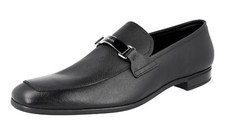 PRADA Saffiano Leather Logo Loafer Dress Shoes 2DC135 - Black - NEW