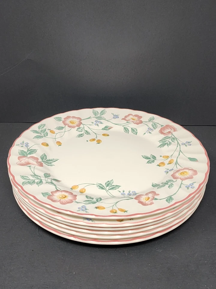Set Of 6 Churchill Briar Rose Dinner Plates 10" England Pink Roses - Image 4 of 4
